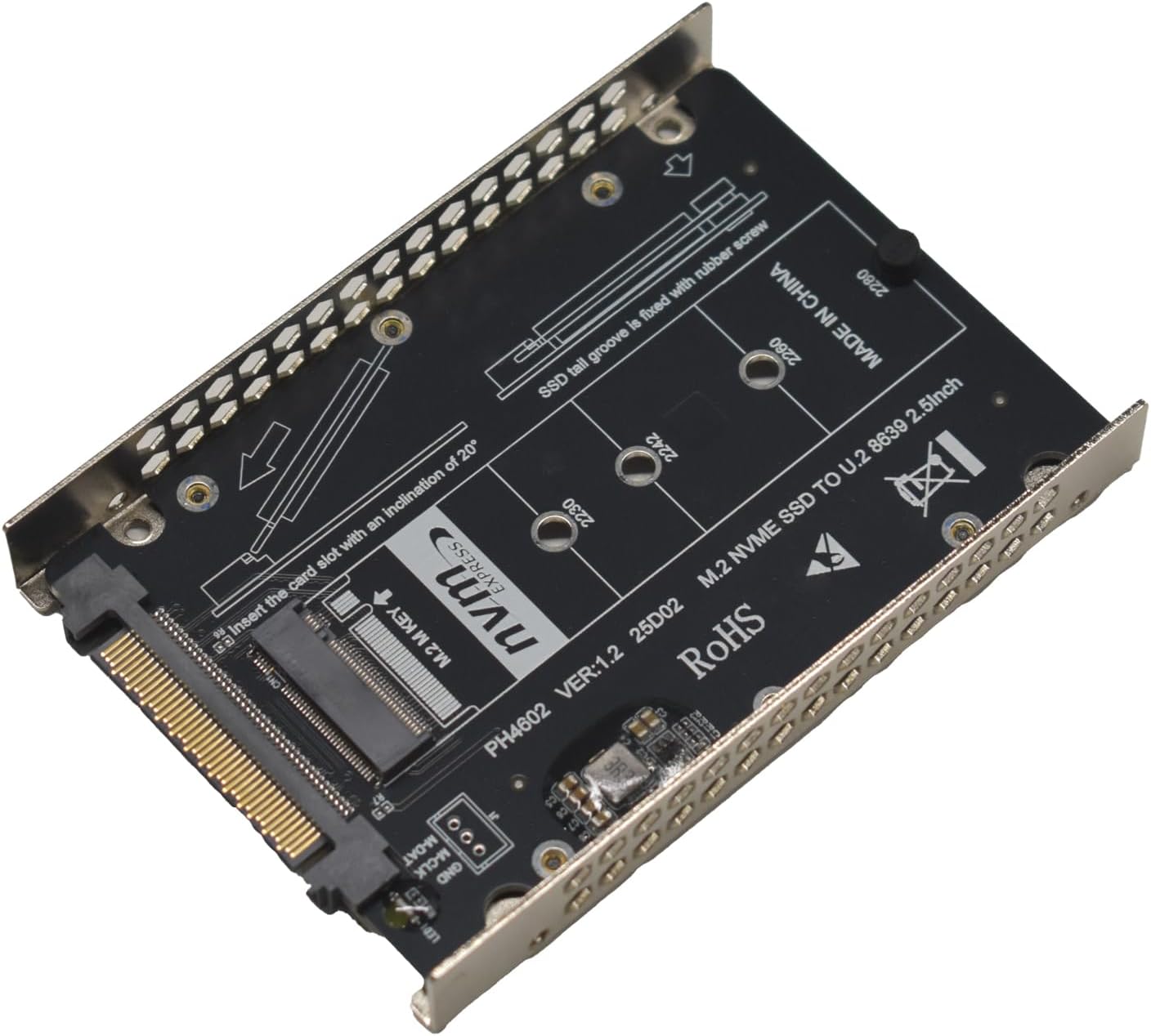 PCIe 4.0 U.2 to M.2 Adapter, SFF-8639 to M2 NVMe SSD Card