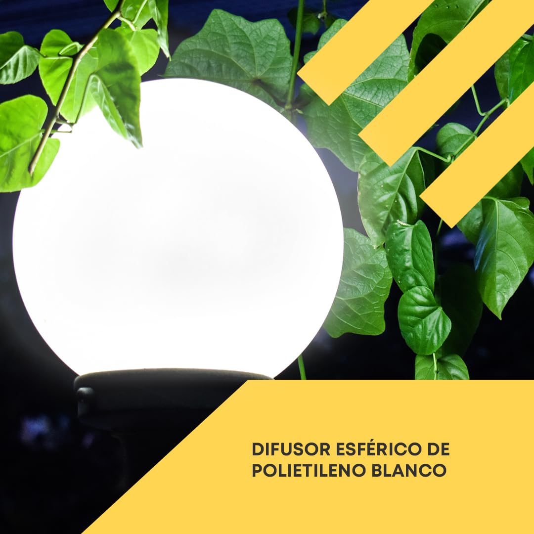 Bola Farola Exterior - Globo de Iluminación - Polietileno - Recambio sin Rosca - Blanco (Blanco, 55 cm)