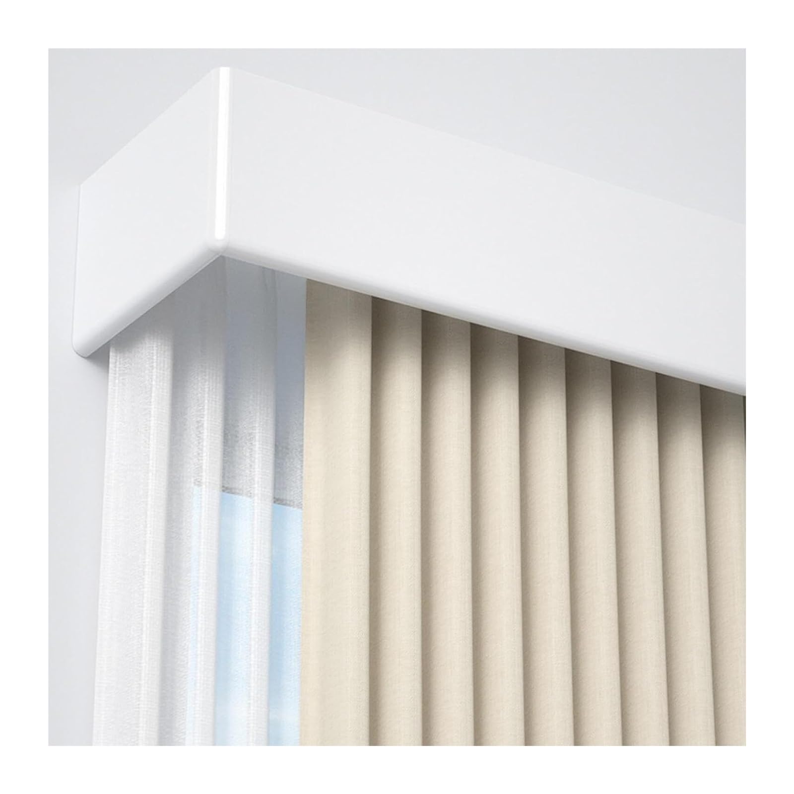 Curtain Track Double Tracks, Double Track Curtain Rail System with Baffle Side Installation White Multiple Lengths(330cm/129.9in/10.8ft)