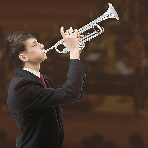 Miniatura 16 de Soulmate Trompeta de latón estándar Bb Instrumento de trompeta para estudiantes, orquesta de banda escolar, adultos principiantes con estuche