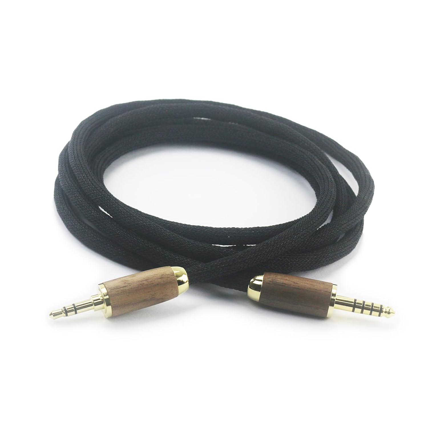 NewFantasia 4.4mm Balanced Male 5 Pole Connector to 3.5mm 1/8" TRS Stereo Male Audio Cable 6N OCC Copper Single Crystal Silver Plated Wire Walnut Wood Shell 3.5mm Stereo Male to 4.4mm Balanced Male