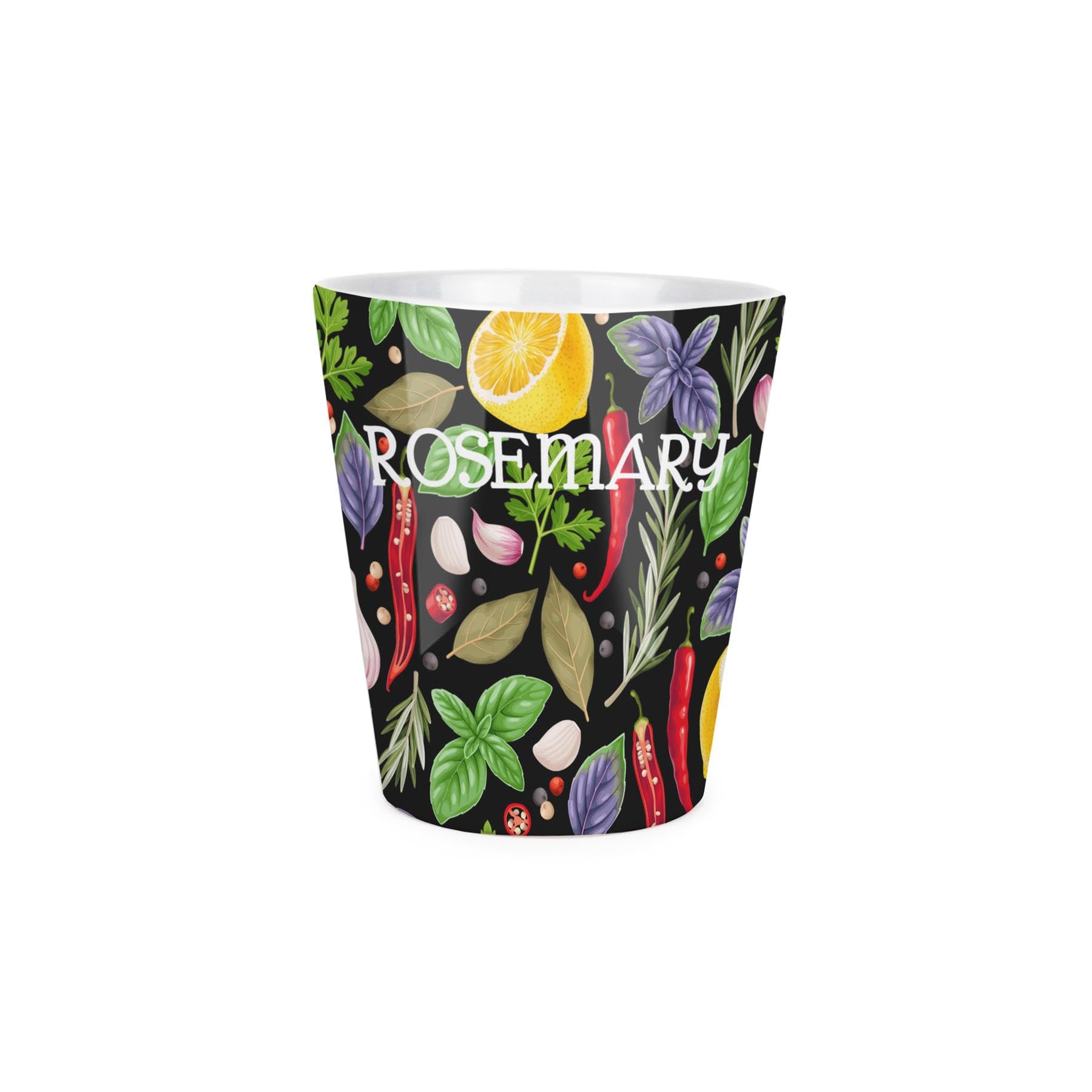 Purely Home Rosemary Herbs Plant Pot - Cooking Ingredients Small Ceramic Indoor Plant Pot with Drainage Hole - Homeware Gift 9cm Diameter Flower Pot