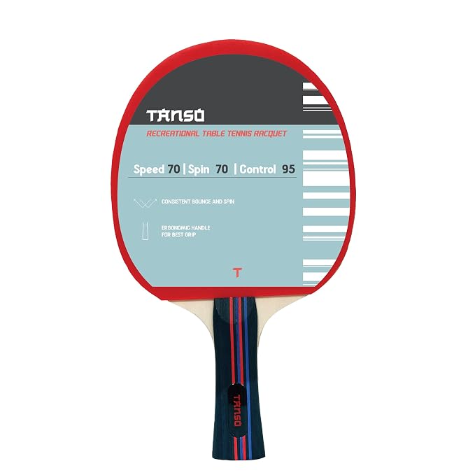 TANSO Aeron Table Tennis (TT) Racket (Engineered Ply, Consistent Bounce and Spin, Ergonomic Grip Handle, Beginner and Recreational Players)