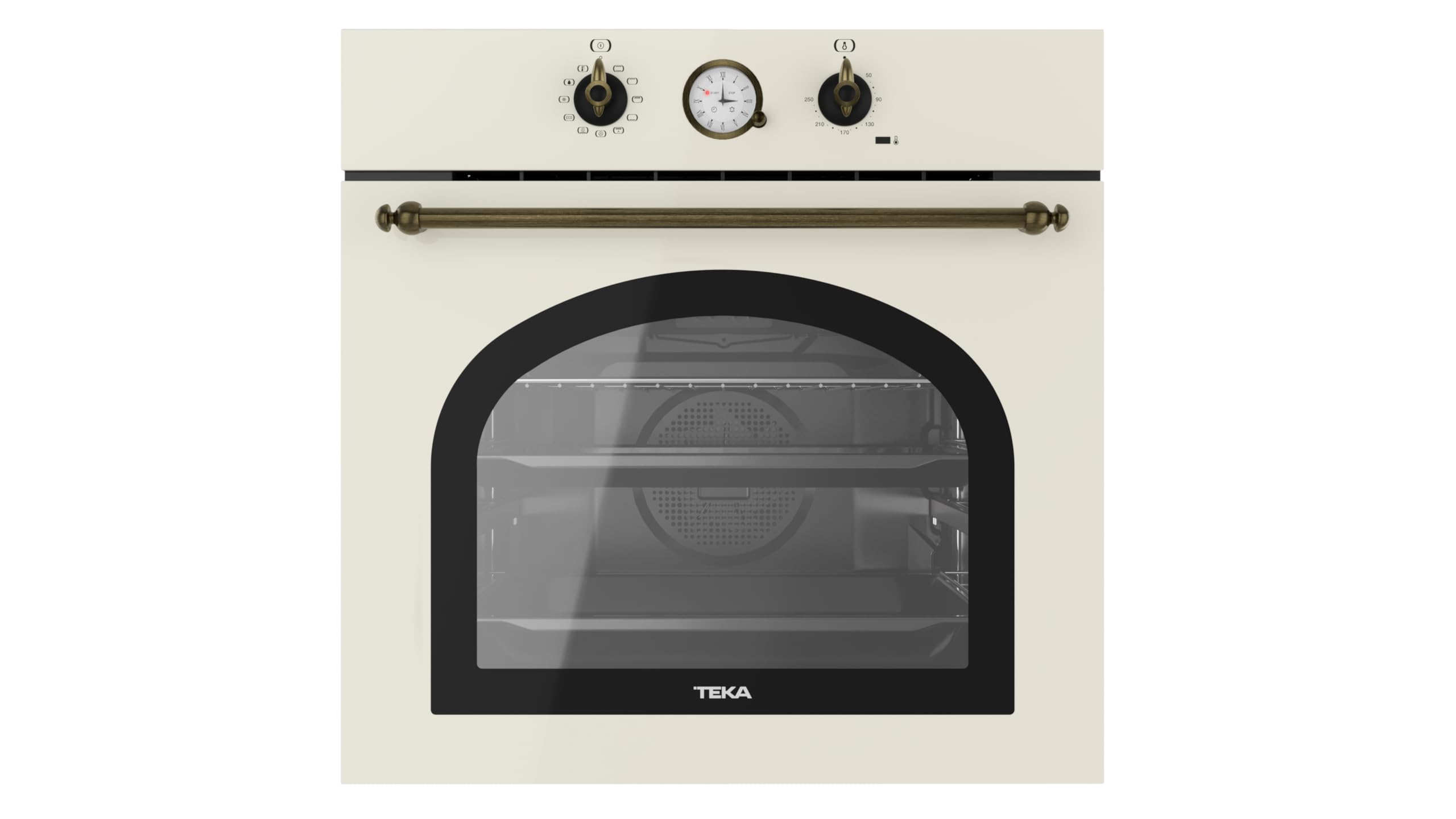 Teka HRB 6300 VN - Horno Multifunción SurroundTemp de 60 cm, Country Style Edition, 9 Funciones de Cocinado, Reloj Analógico con Programador, Color Vainilla