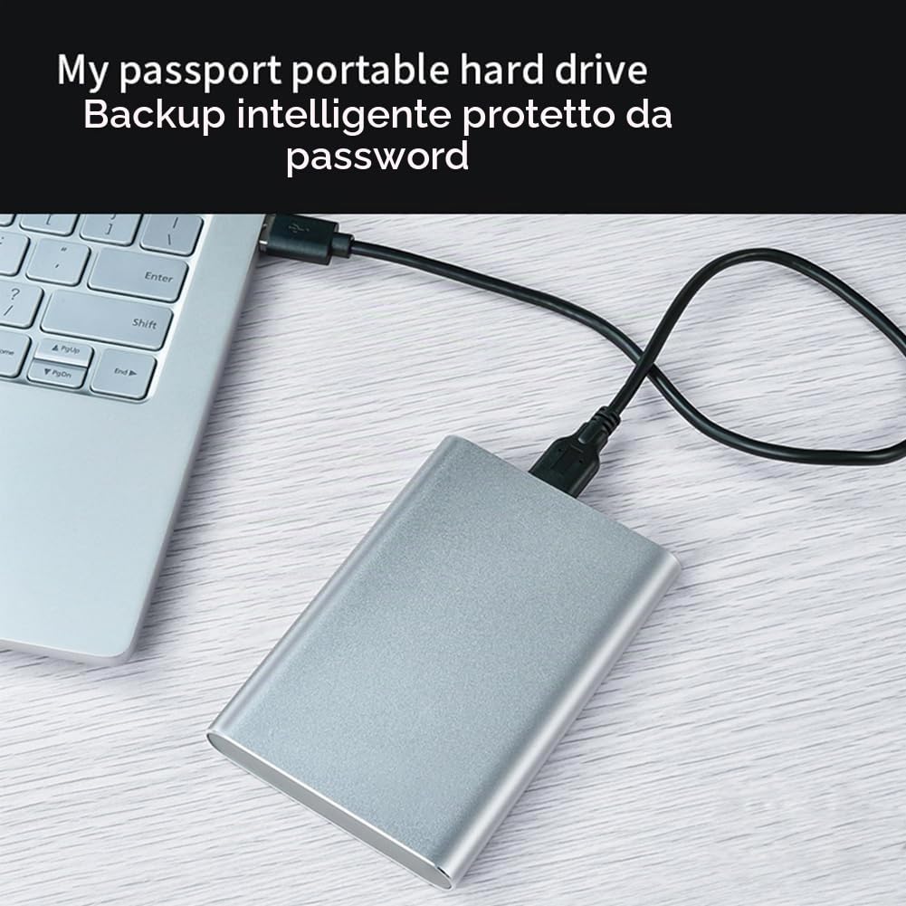 Hard disk portatile USB 3.0 Hard disk esterno ad alta velocità USB 3.0 1TB di archiviazione Disco rigido portatile per PC desktop portatile argento