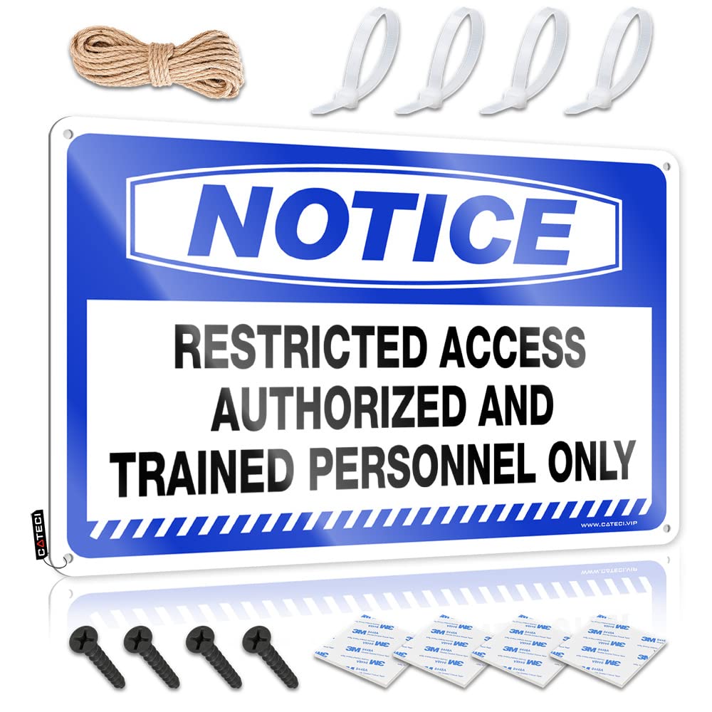 STWNVOITV Bar Sign Metal Notice Restricted Access Authorized And Trained Personnel Only Tin Sign Tin Signs For Bar Tin Signs For Bar(20X30CM)