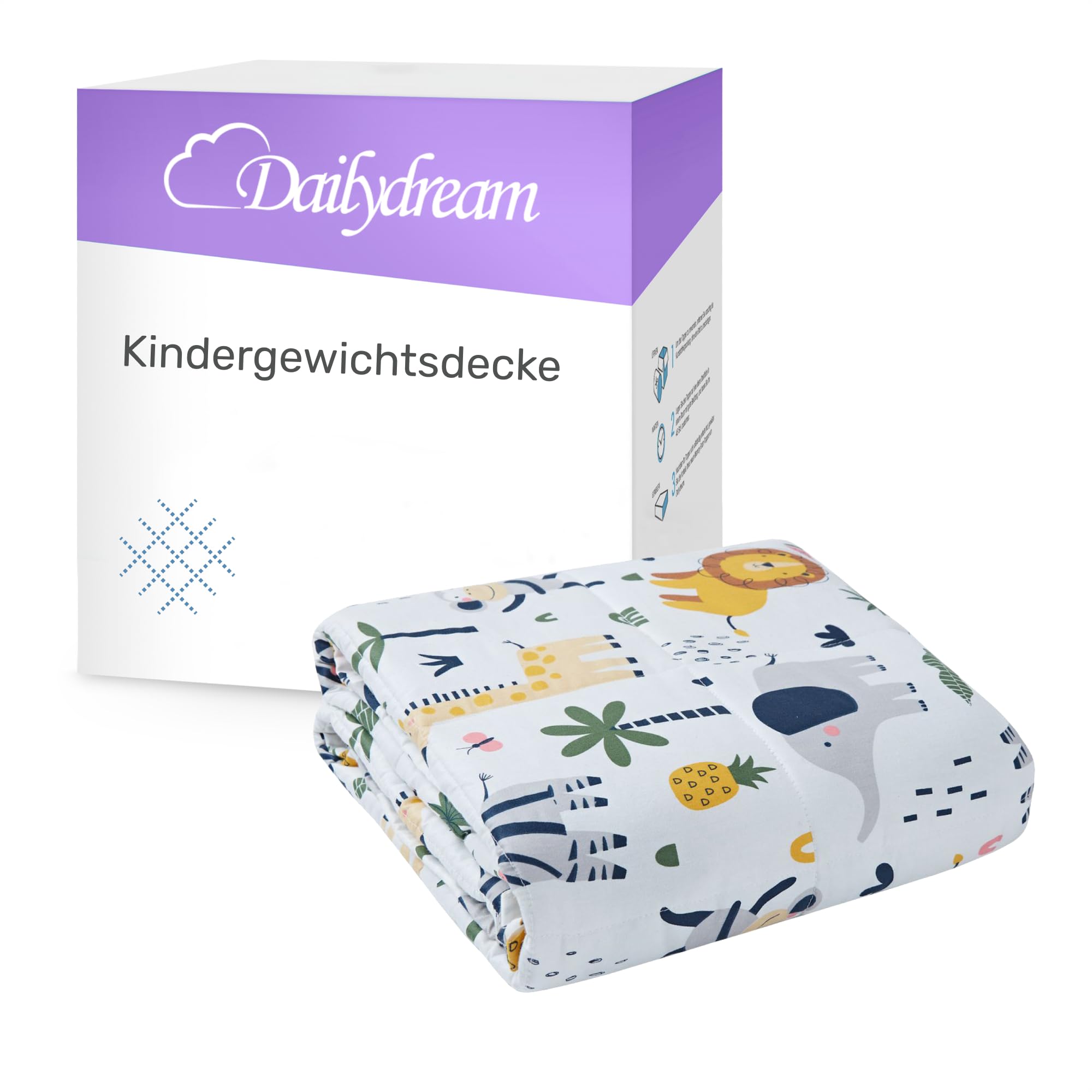 Couverture lestée enfant Dailydream contre les réveils nocturnes coton 2,5 kg safari