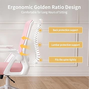 naspaluro Ergonomic Office Desk Chair, Height Adjustable Executive Work Computer Chairs with Padded Seat Cushion, Swivel Mesh Chair with 90° Flip-up Armrest & Lumbar Support for Home/Office