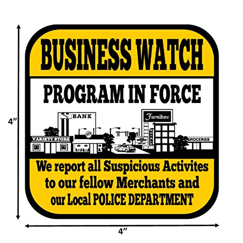 Best Business Neighborhood Watch Sticker for Indoor or Outdoor use Long Lasting Weatherproof Window and Door Warning 4 x 4 in. 6 pack Laminated Vinyl Sticker with FREE 1yr Warranty Made in USA - Thumbnail 2