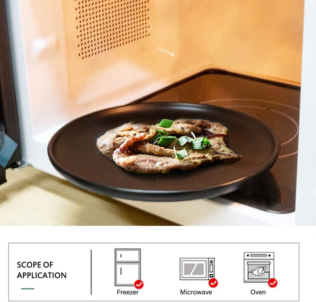 BonNoces Matte Black Porcelain Dinner Plate Set, 8-Inch Modern Round Reusable Lunch & Dessert Plates, 6 Count