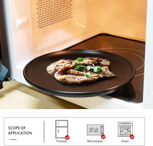 Miniatura 2 de BonNoces Juego de platos llanos de porcelana negra mate, platos redondos modernos de 8 pulgadas para almuerzo y postre reutilizables, 6 unidades