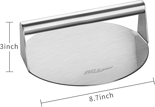 Miniatura 3 de ALLTOP Smash - Prensa de hamburguesas antiadherente de acero inoxidable para plancha plana, parrilla, barbacoa, cocina, herramienta redonda grande