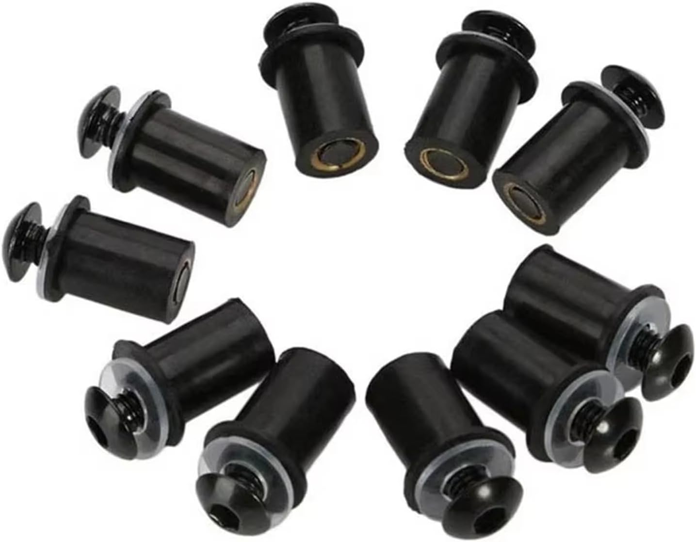 Amazon | ALPHA RIDER 汎用 10個セット M5 5mm スクリーンボルト & ウェルナット セット ホンダ スズキ カワサキ  ヤマハ 等に適用 オートバイ バイク用 ウィンドシールド ウインドスクリーン 風防 ネジ メンテナンス カウルやスクリーンの固定などに （ブラック  ... モーターラッドナットとボルトセット 10個入り オートバイ用 M5 メトリック ゴム製ウェルナット 風防フェアリングアルミ製モトネジ