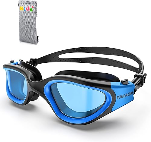 YAKAON Gafas de natación para niños, cómodas gafas de natación polarizadasno polarizadas para edades de 6 a 14 años