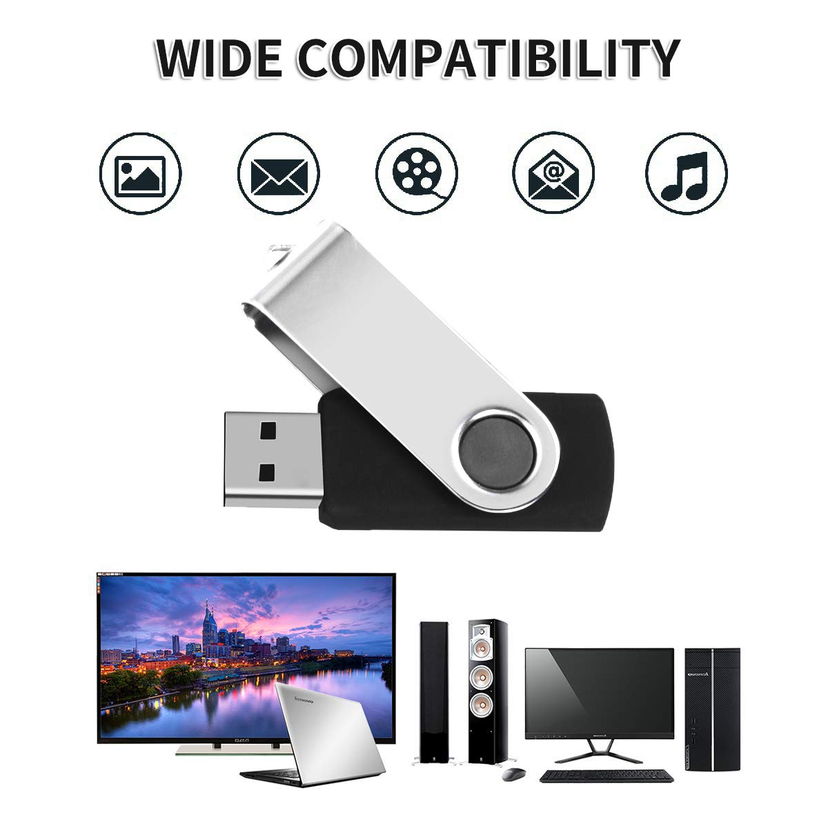 AreTop USB 2.0 8GB 10 Stück USB Stick High Speed Datenspeicher Memory Stick Schwarz