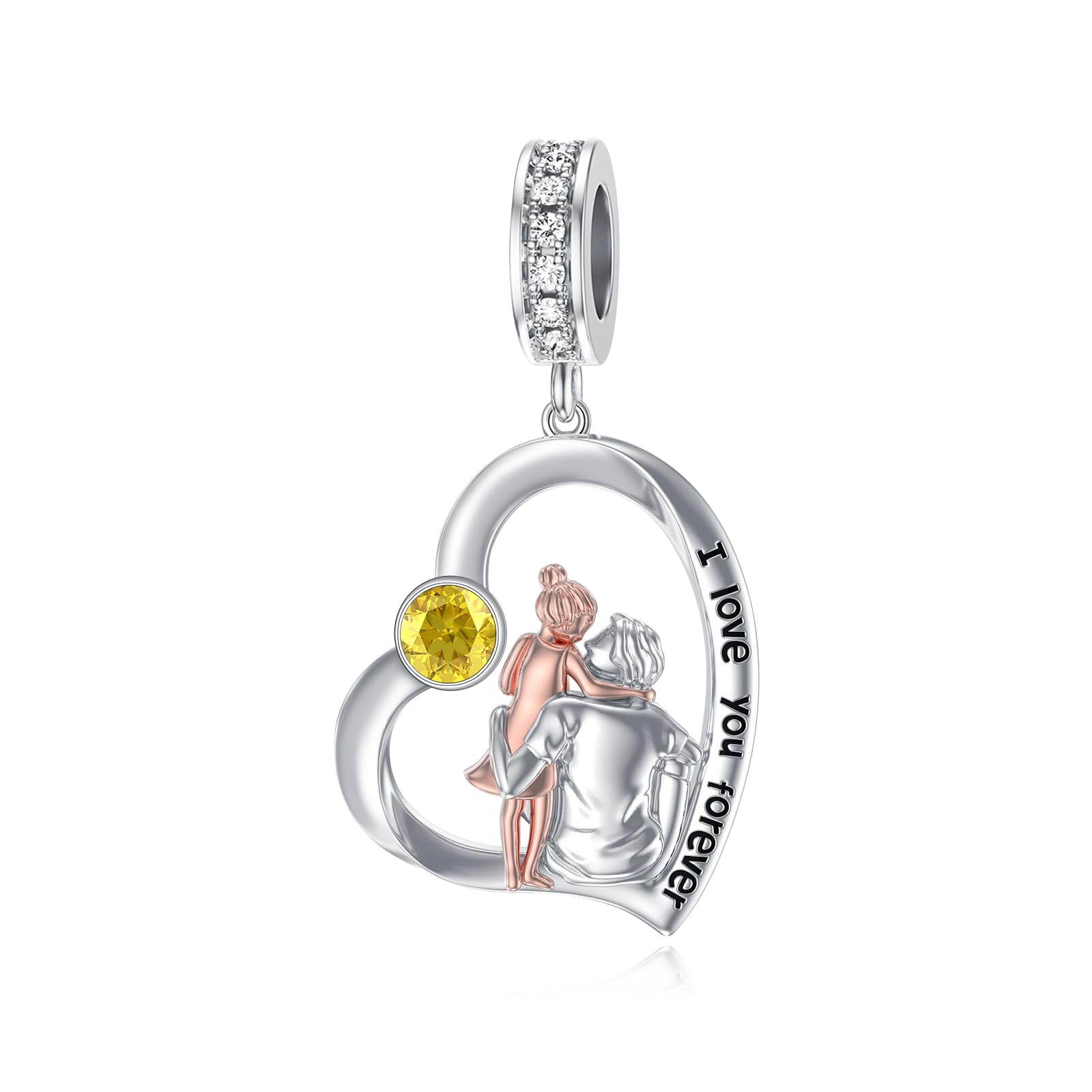 PROESS Father Mother Daughter Charm fit Charms Bracelet Sterling Silver Charms for Bracelets Birthday Valentines Day Gifts for Daughter Mother Lover