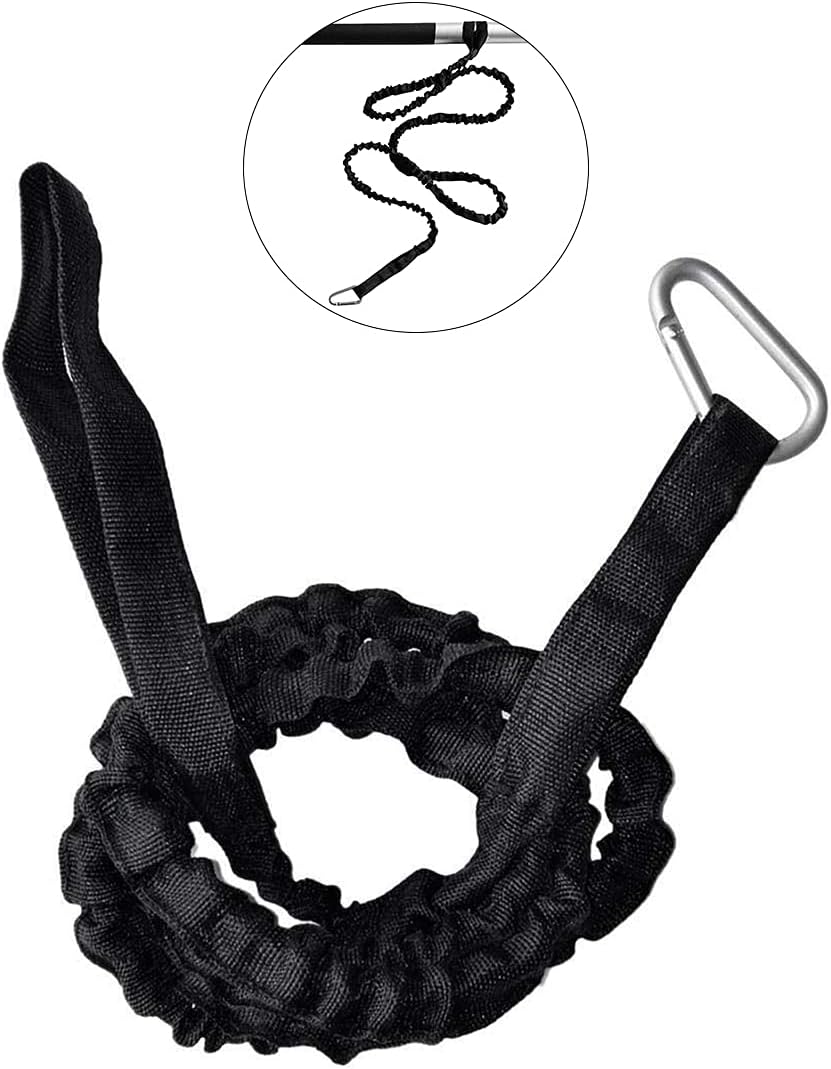 MOOCY Stretchable Kayak Paddle Leash Tether with D-Shape Carabiner Bungee Leash Strap 1ft for Kayaking Canoe SUP Board Paddles, Surfboard, Fishing Poles Rods MOOCY Stretchable Kayak Paddle Leash Tether with D-Shape Carabiner Bungee Leash Strap 1ft for Kayaking Canoe SUP Board Paddles, Surfboard, Fishing Poles Rods