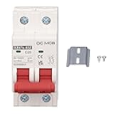 Eujgoov Pa66 20A DC Miniature Circuit Breaker,35mm DIN Rail Mounting, DC Magnetic Assistance for Arc Extinguishing, ICU 6000A, Reliable Isolation and Control, PV Home Circuit Break