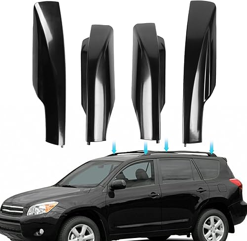 Cubierta de protección para portaequipajes de techo negro, 4 unidades, para Toyota RAV4 2006-2012