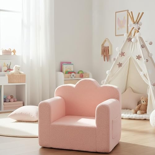 Miniatura 63 de Tiita Silla infantil de felpa para niños, sofá de felpa que brilla en la oscuridad, sofá para niños pequeños con funda lavable, asa de transporte,