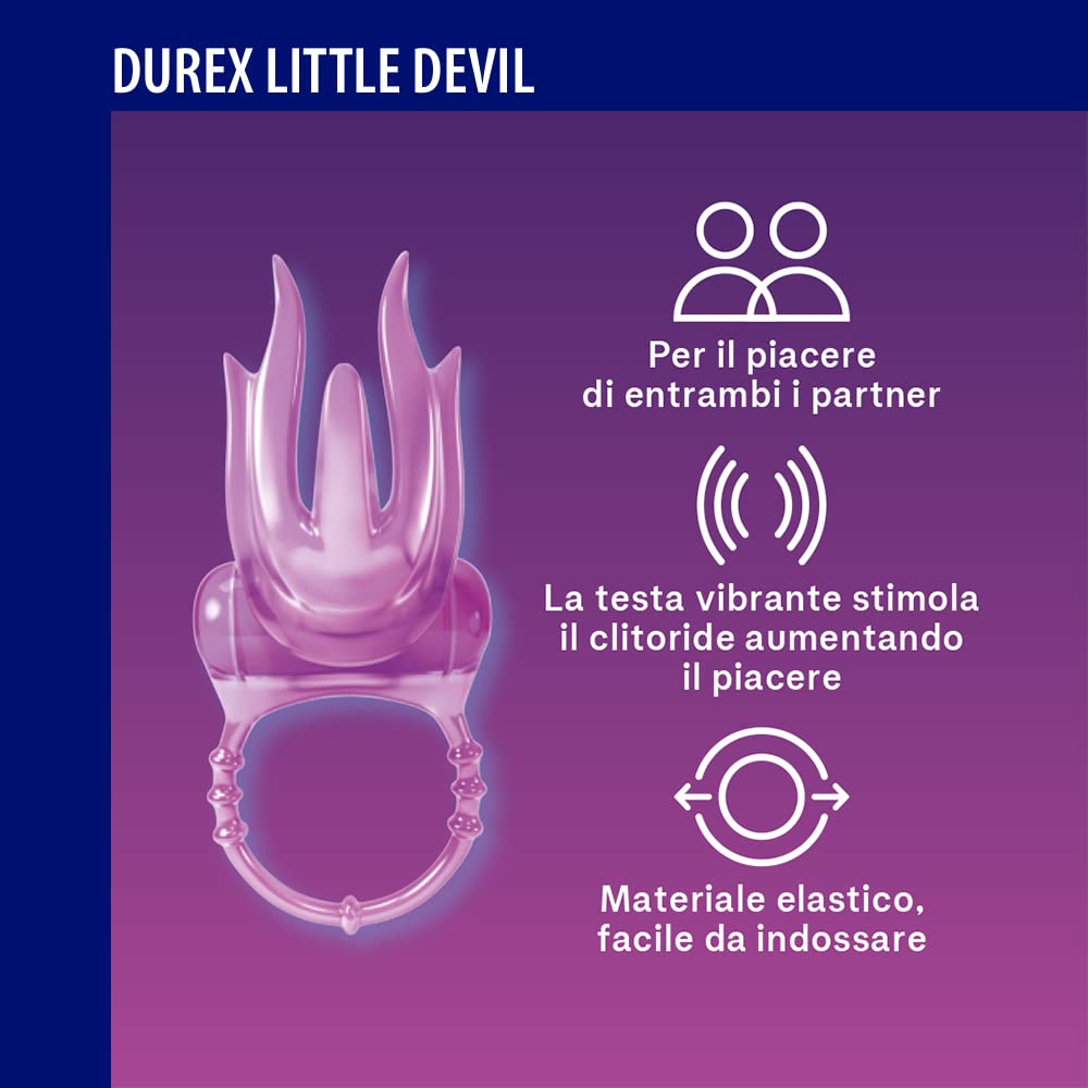 Durex Play Little Devil e Play Intense Vibration, Vibratori, Anelli Stimolanti per lui e per lei, 2 Pezzi + dadi dell'amore Durex 2024