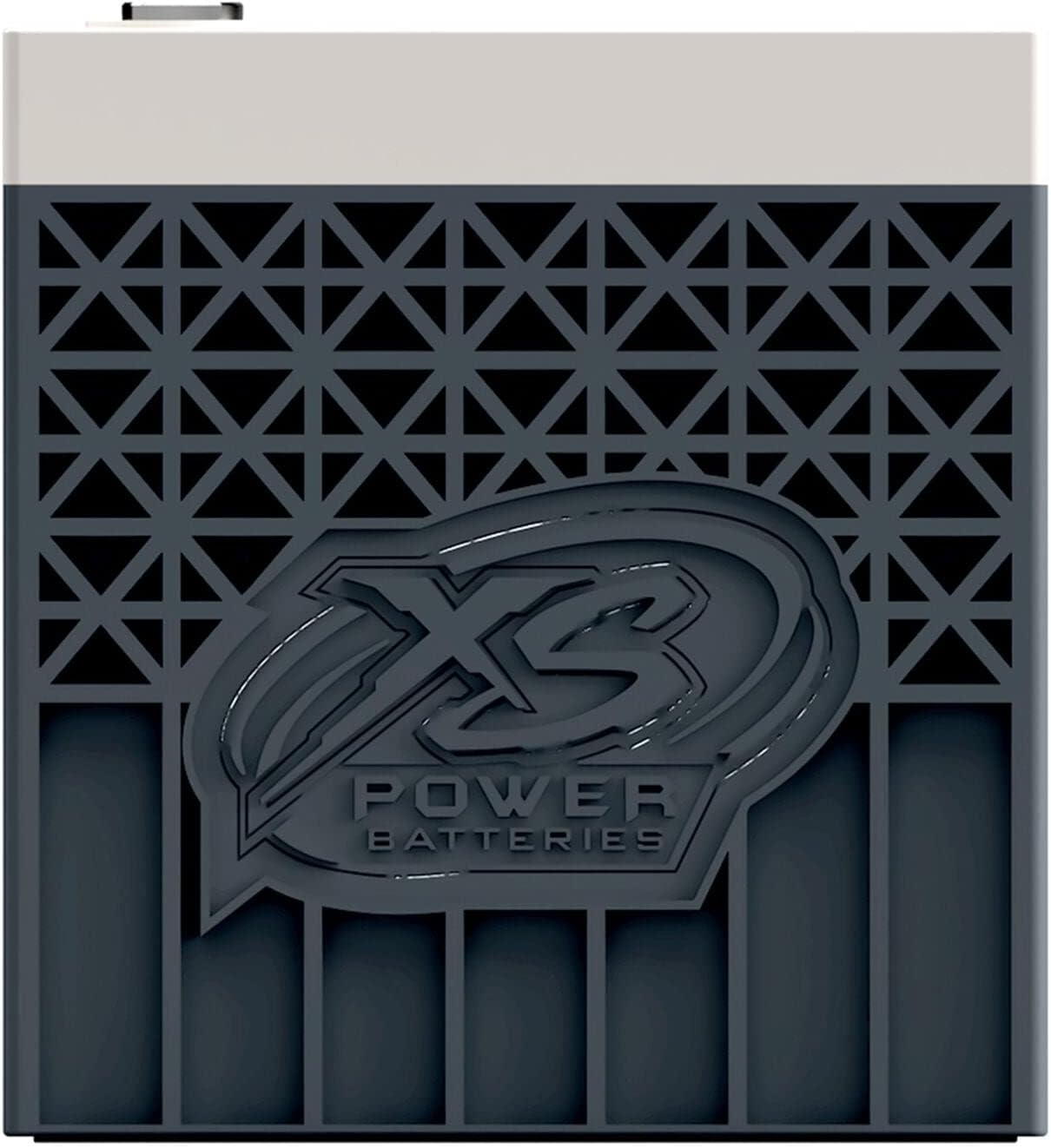 Lato view of the XS Power D1600 battery with textured pattern