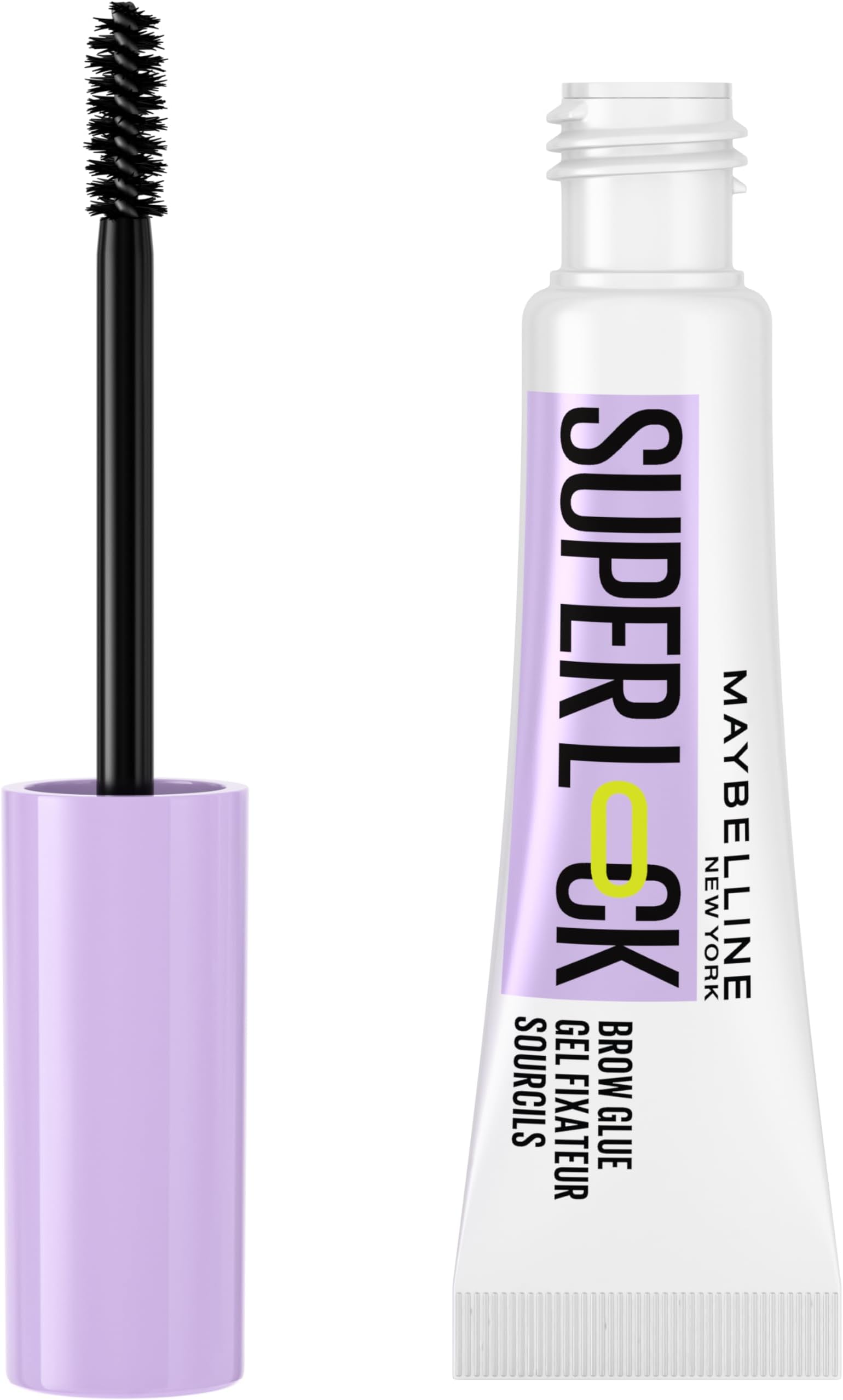 New York, Superlock Brow Glue, Transparent Brow Fixing Gel, With Sculpting Brush, Extreme 24H Hold, No Shedding, No Cardboard Effect, Non-Sticky Finish Superlock Brow Glue