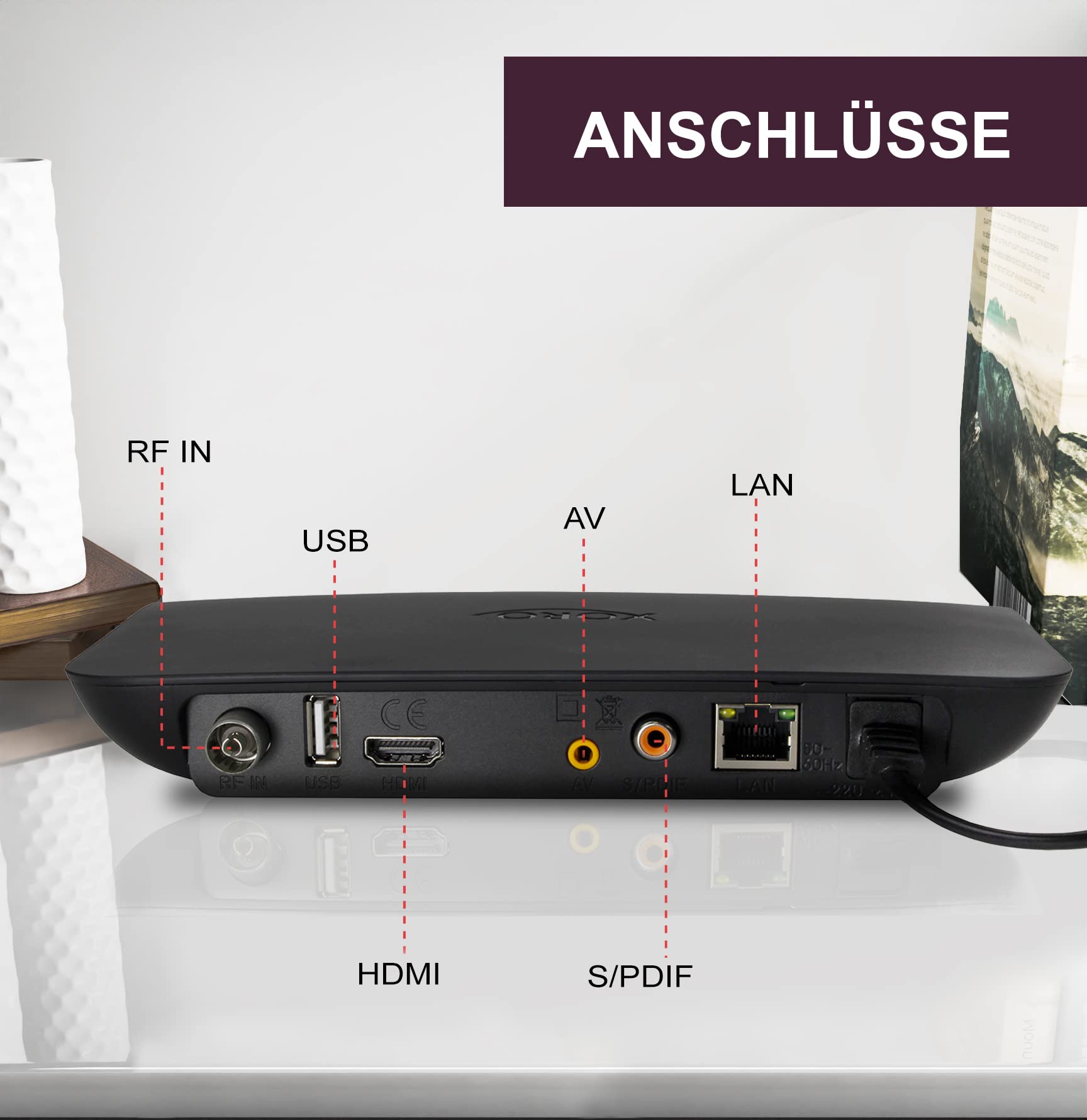 XORO HRK 7820 - HD Receiver für digitales unverschlüsseltes Kabelfernsehen (DVB-C), HDMI Anschluss, AV-Out, S/PDIF, USB 2.0 Mediaplayer, Ethernet, LED Display