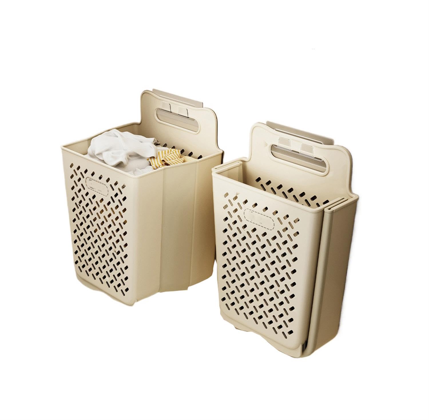Collapsible Laundry Basket,Wall Hanging Laundry Hamper with Handle (S)