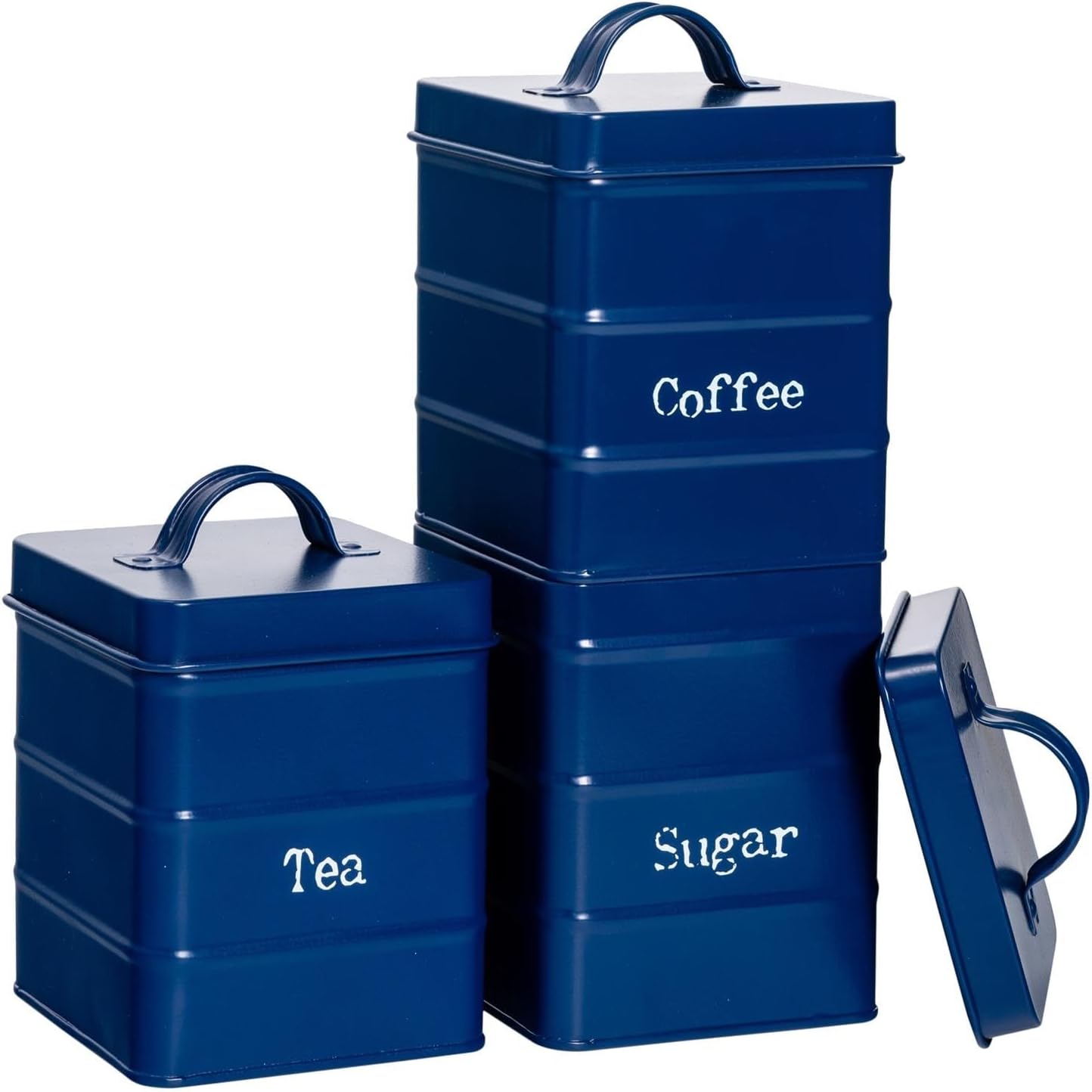 Harbour Housewares 3 Piece Industrial Tea Coffee Sugar Canister Set