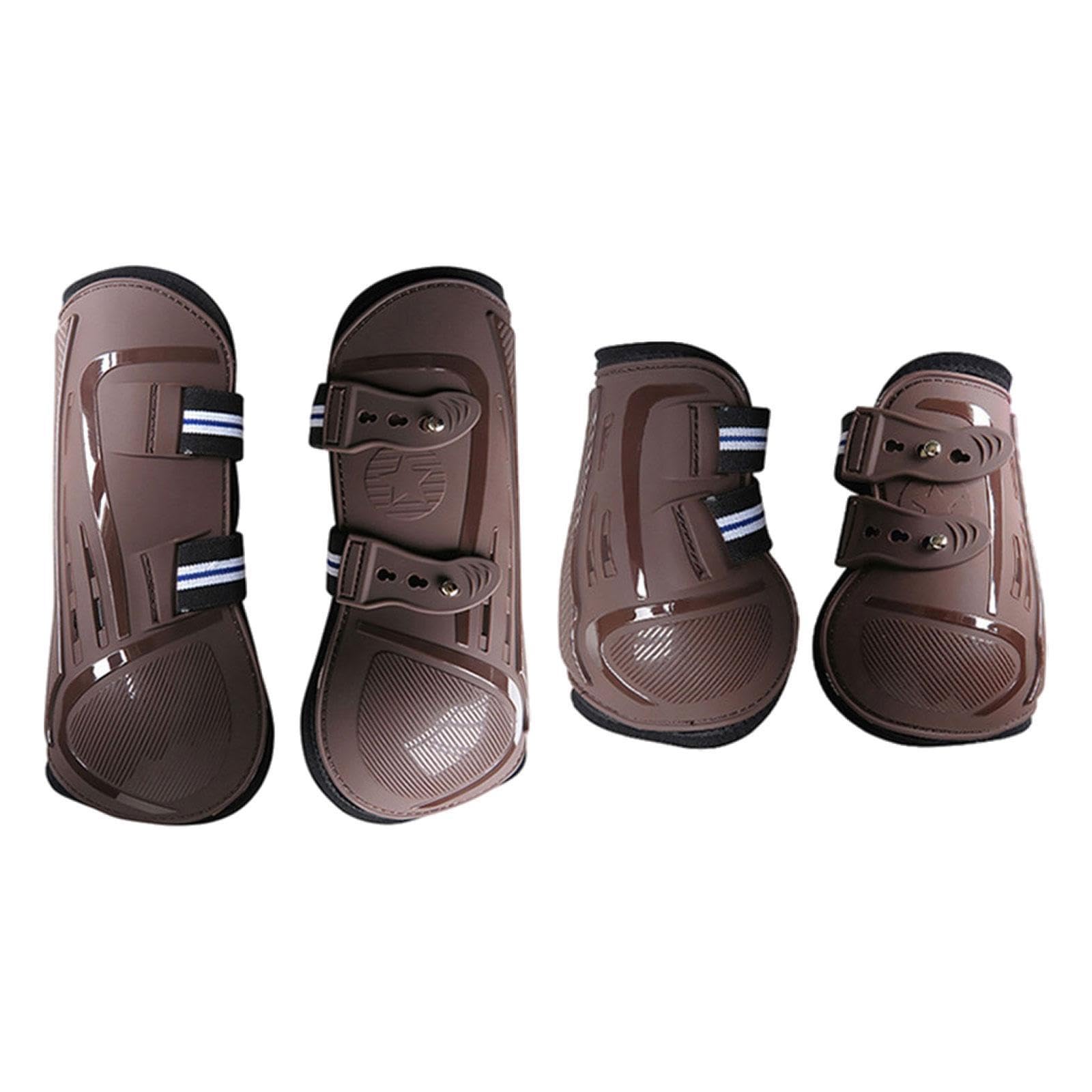 Sharplace 4X Botas para Caballos, Protección para Las Piernas, Soporte Amortiguador, Vendajes para Las Piernas, Protector de Piernas para Entrenamiento de Salto, marrón XL