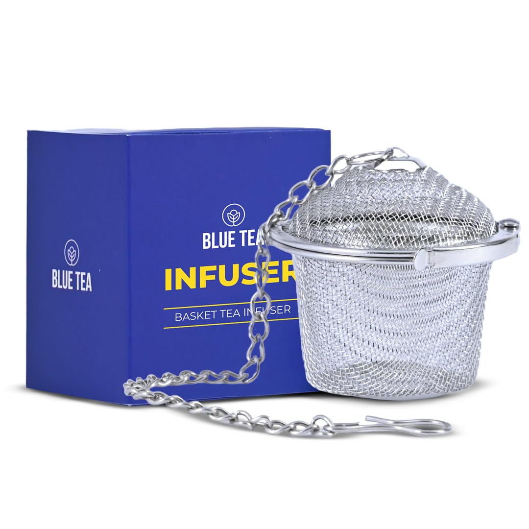BLUE TEA - Bucket Tea Infuser | Easy Clean Stainless Steel Infuser with Chain Hook | Perfect for Loose Leaf Teas, Herbals, Spices | Fine Steeper, Diffuser, Filter | Featured in Shark Tank | Reusable-image-35