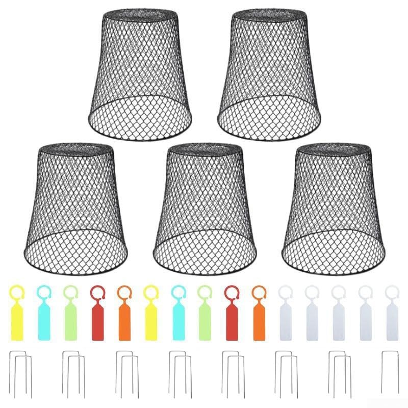 Campana de alambre para plantas, protectores de plantas de metal para animales, campanas de alambre de jardín para arbustos, verduras, pollo, herramientas de cría de jaula protectora (10