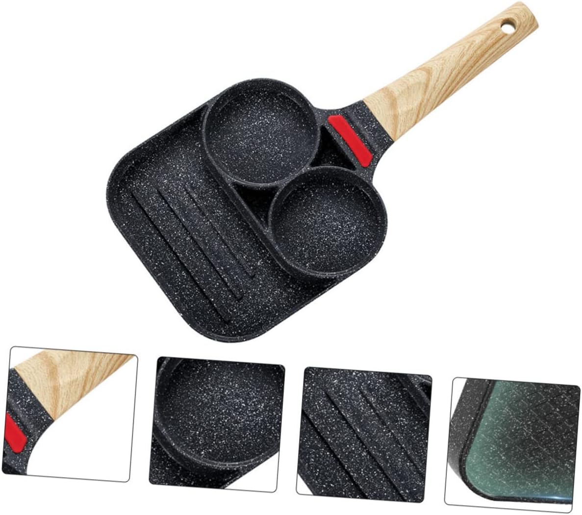 Non-stick Fried Pan Compartments Ergonomic Design for Easy Flipping for Omelets Pancakes Sandwiches Kitchen Tool for Quick Breakfast Cooking Easy to Clean