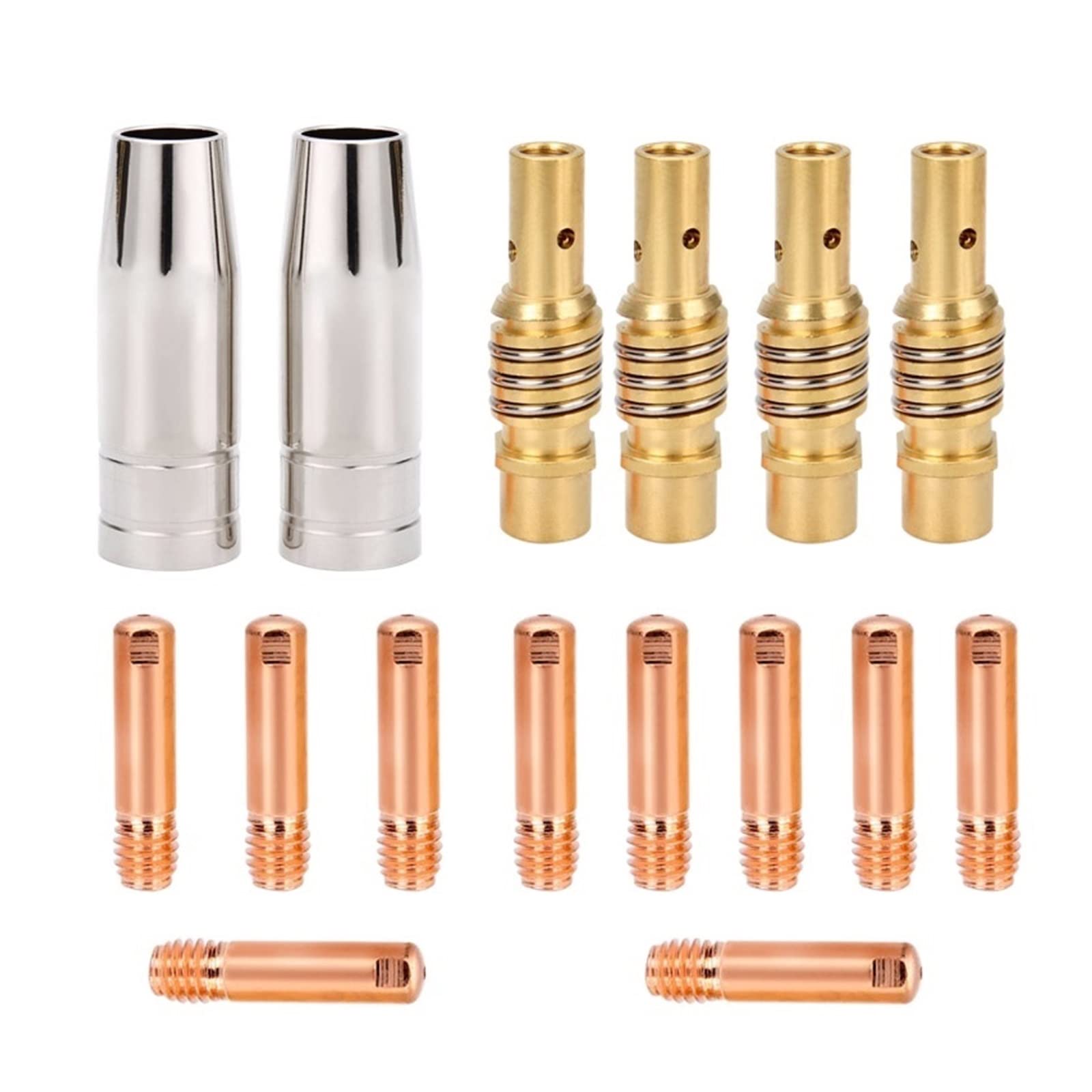 PXQPYMATX 16pcs/lot Mig Welding Nozzle Co2 Welding Torch Consumables Tip Holder Contact Tip 15AK Mig Torches Accessories Welding nozzle(1.0 and 0.8)