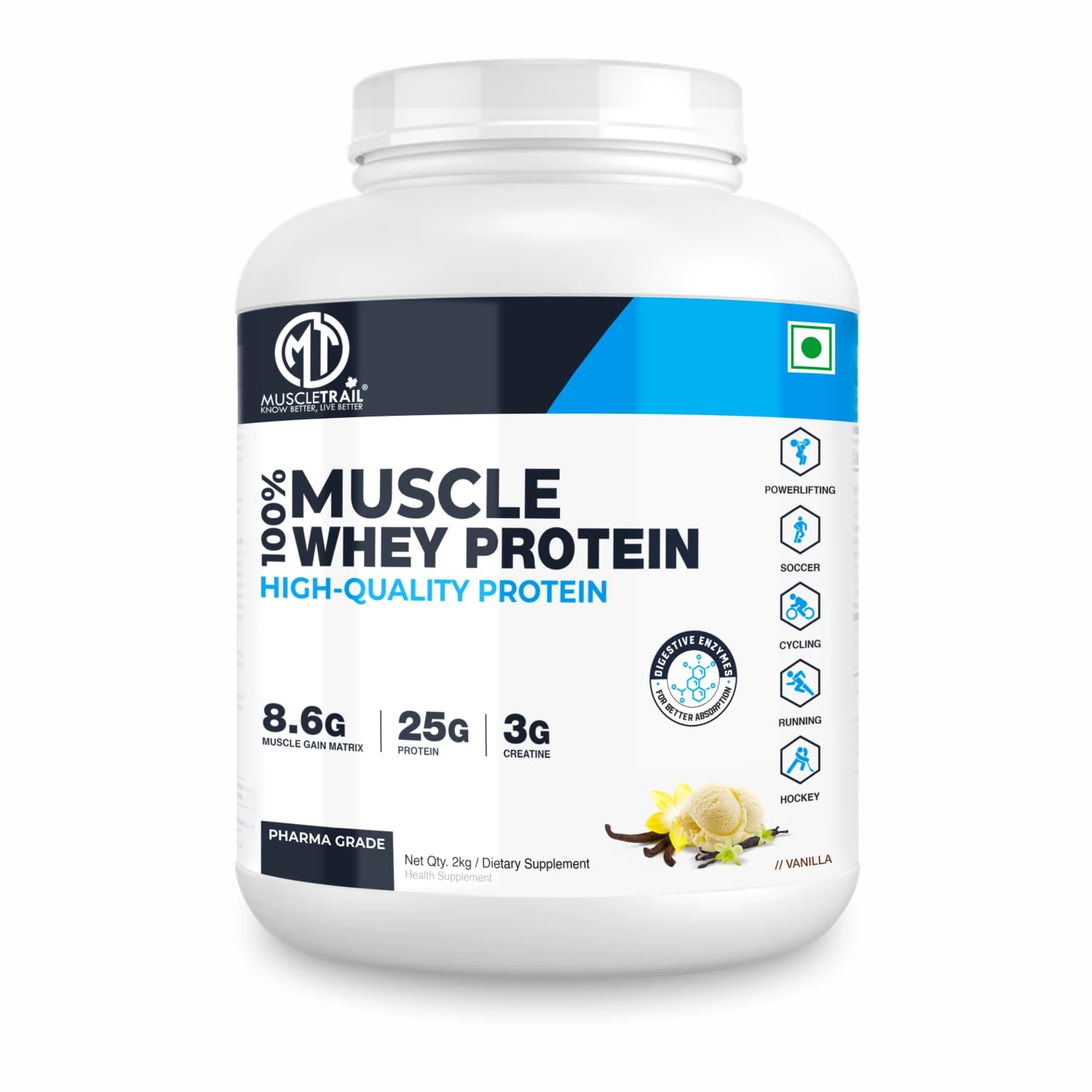 Muscle Trail 100% Whey Protein Powder | Protein for Muscle Gain | 25g Protein, 3g Creatine, 8.6g Muscle Gain Matrix | With Digestive Enzymes | For Athletes & Fitness Enthusiasts 2KG (Chocolate) — Amazon image 17