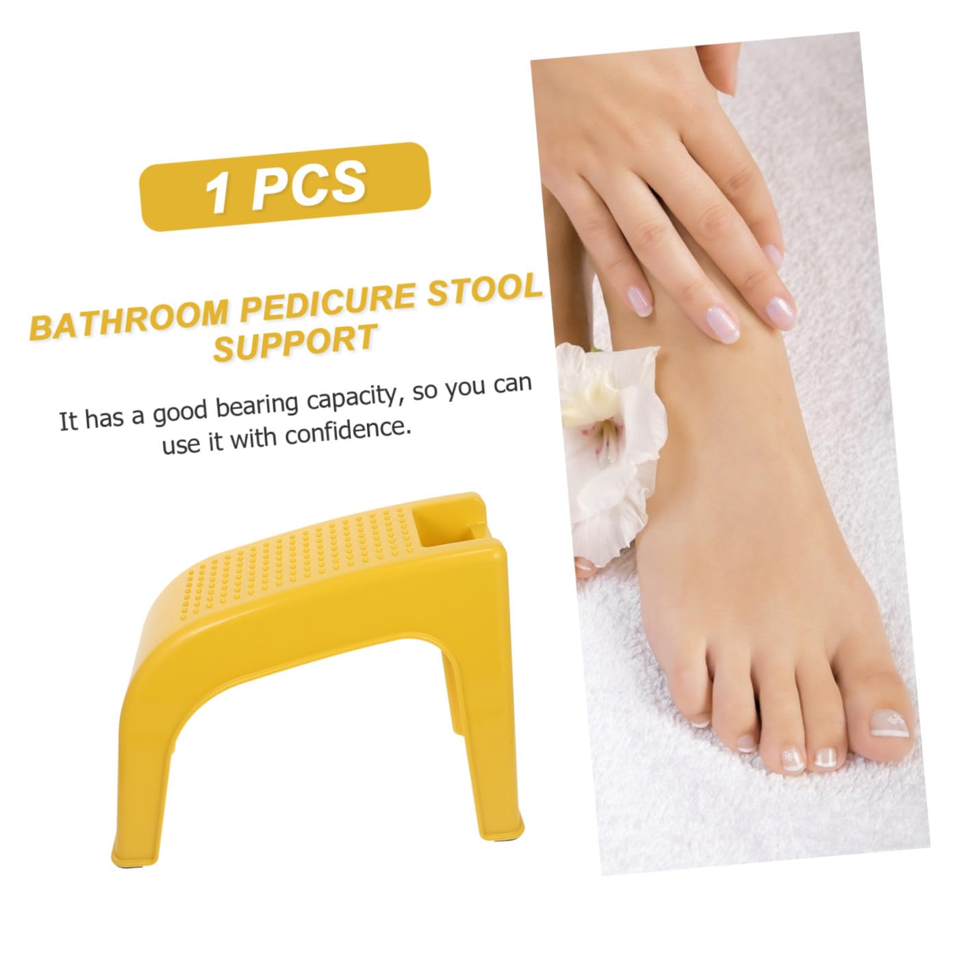 BESTYASH Sgabello Supporto Compatto in Plastica Gialla per Pedicure | Uso per Salone e Casa, Portata Stabile Base Antiscivolo, Comfort Durante la Cura del Piede