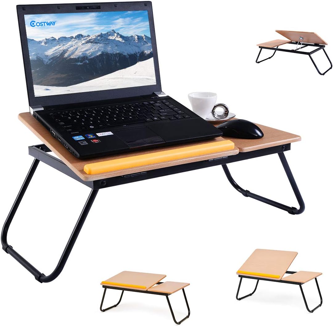 Table Pour Lit En Bambou Réglable - Table Pliante Pour Ordinateur Portable, Idéale Canapé Ou Bureau