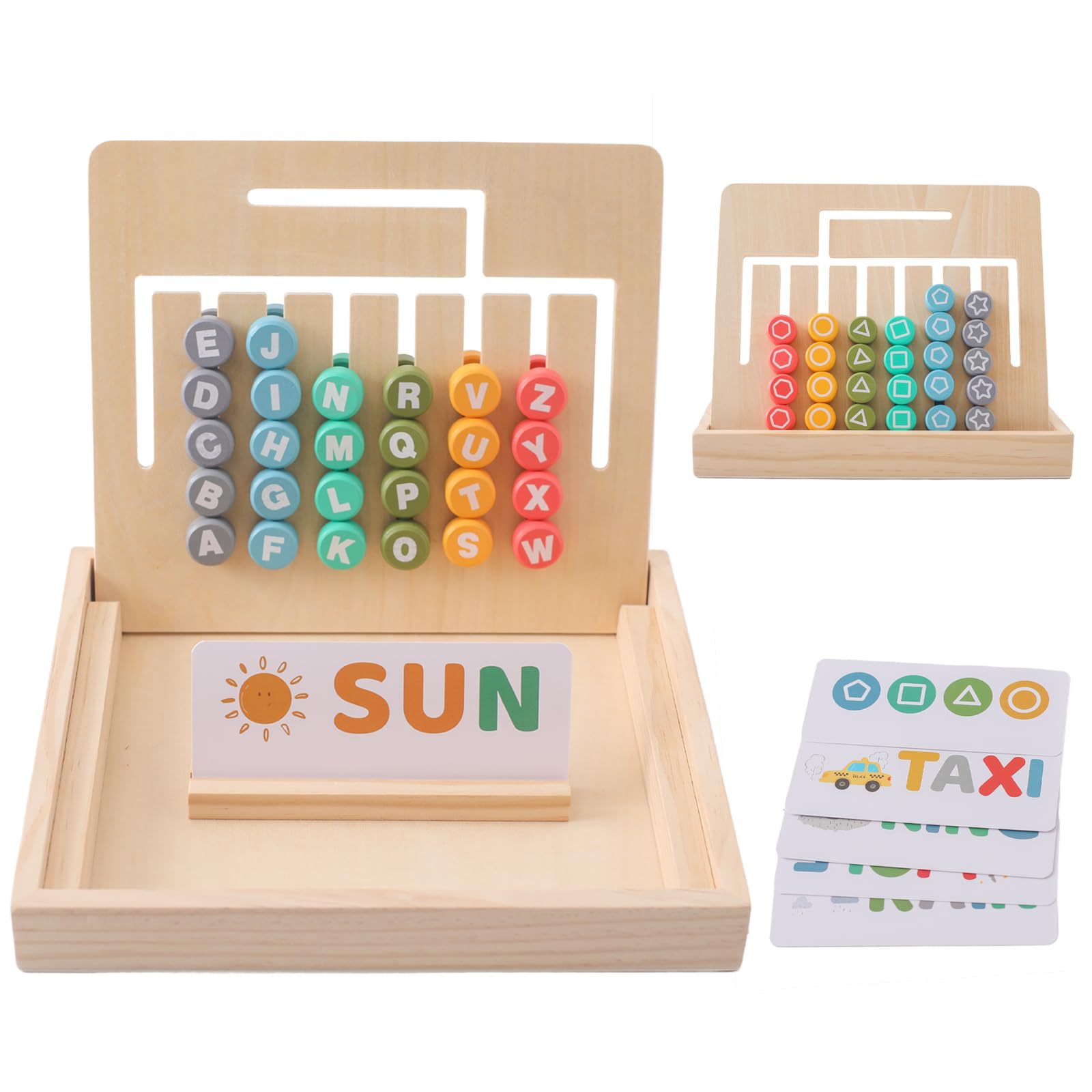 Spelling Games for Kids Ages 6-8｜8-10,Wooden Slide Puzzles for Kids,Fine Motor Skills Toys for 3 Year Old,Word Games for Kids Ages 4-8