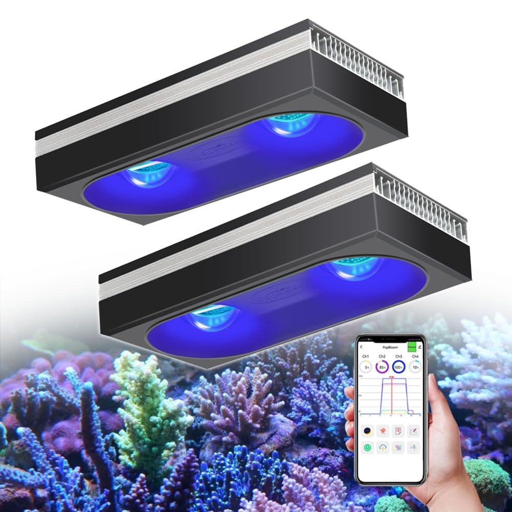 PopBloom 2 pezzi RL180 Lampada per acquari marini Reef, Illuminazione Lampade per acquari a spettro completo, per acquari reef tank da 120 cm e 150 cm