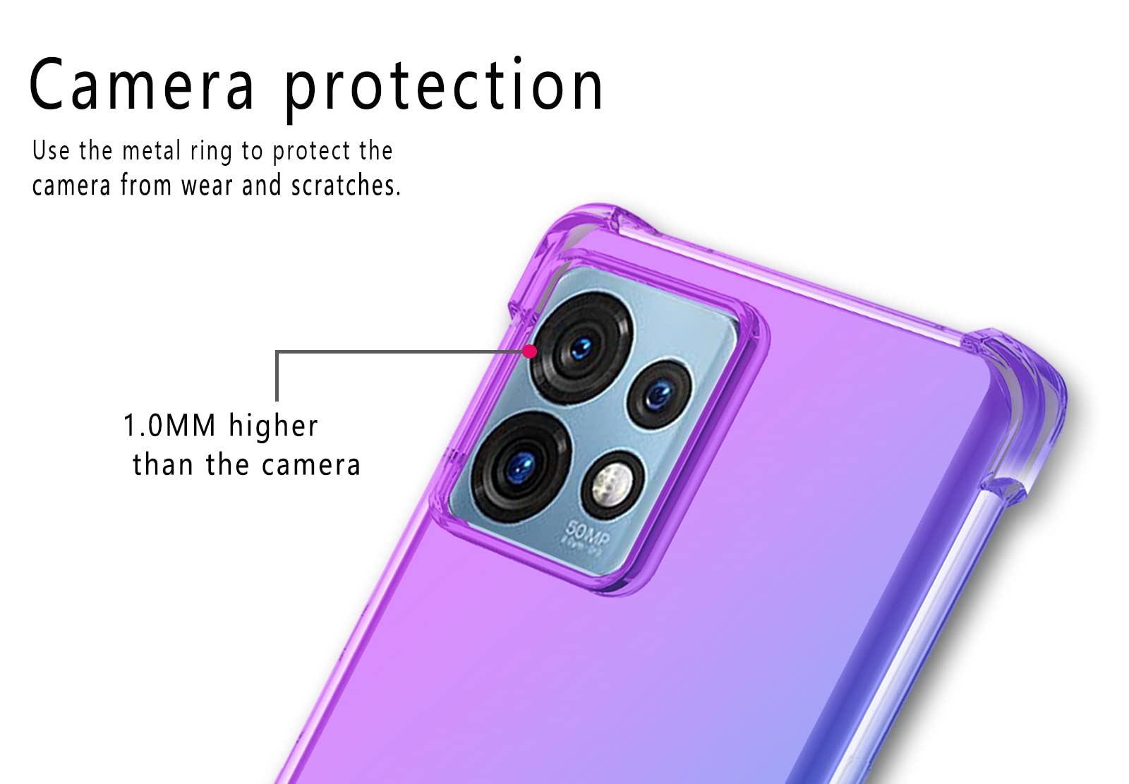 HAOYE Cover per Motorola Moto Edge 40 Pro, Custodia in TPU a gradiente Colori, [Rinforzare la con Angoli] Custodia Trasparente Silicone Morbida Ultra Sottile Case (Viola/Blu