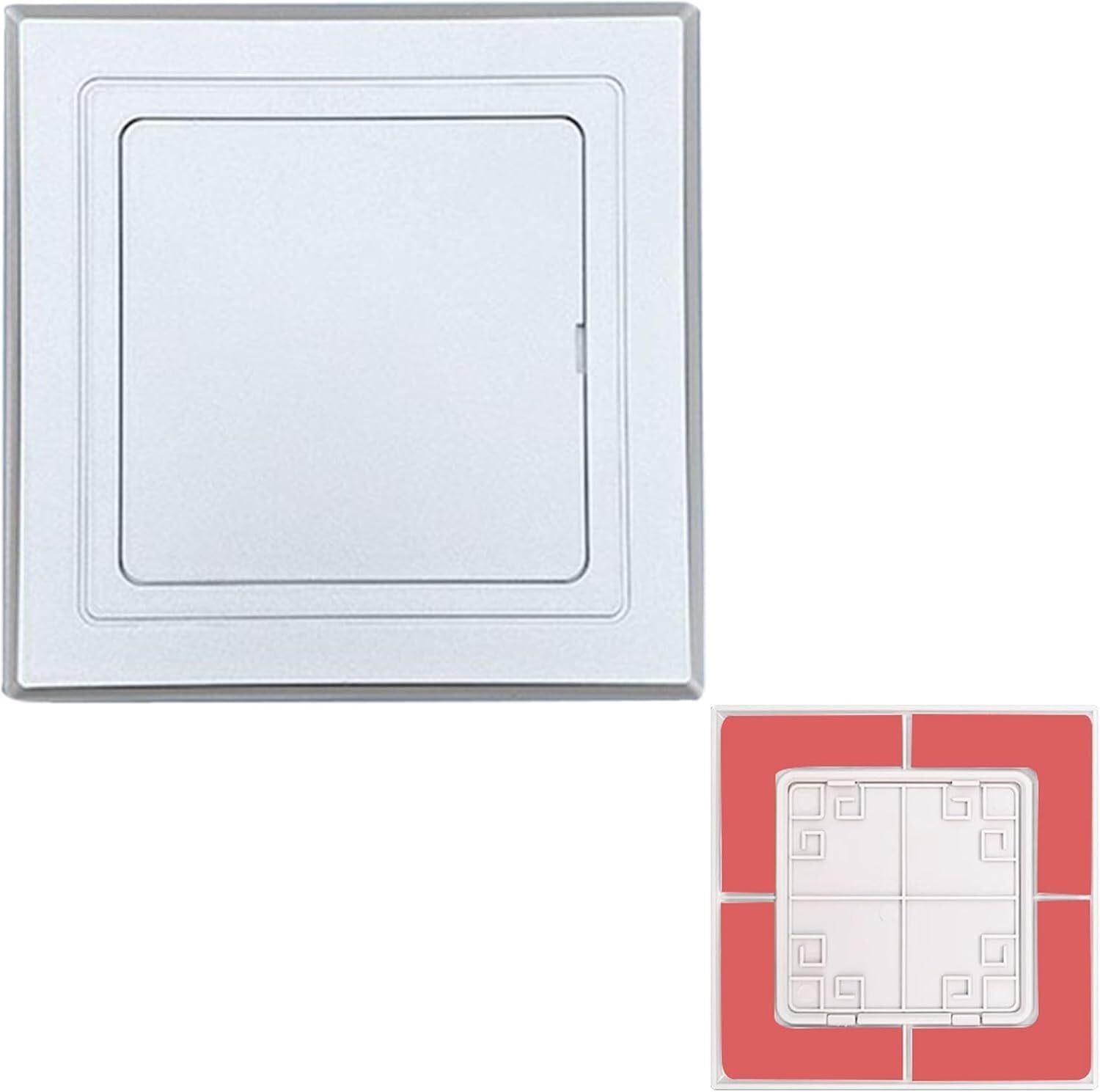 VUIKLCty Self-adhesive Wall Access Panels With Snap-on Lids Water/heating/cable Access Hatches(Silver,100x100mm (4x4in))
