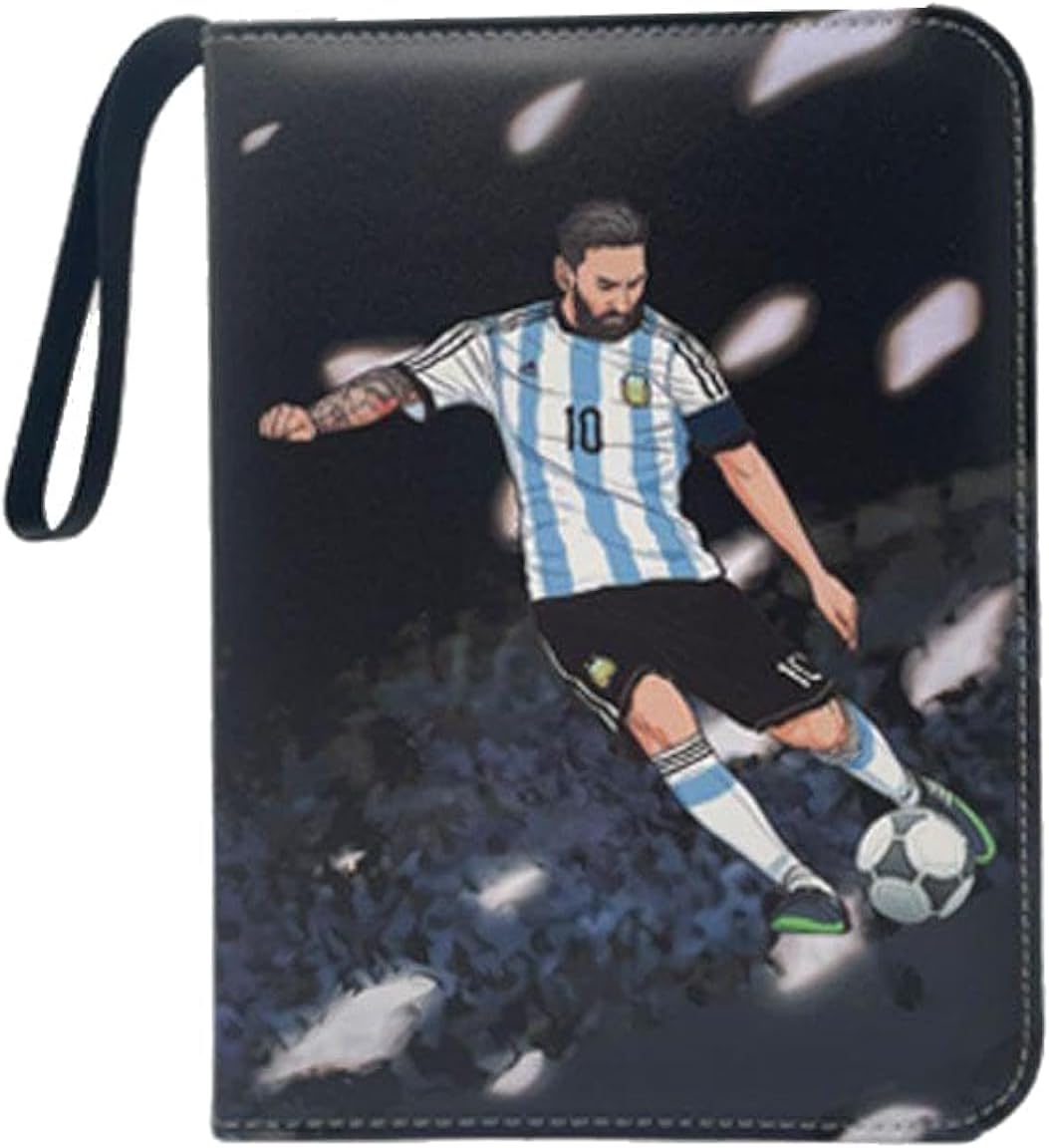 Maanys Football Card Holder Premium PU Leather Binder for World Cup 2022 Football Trading Card Album, Holds up to 400 Cards 50 Removable Sleeves