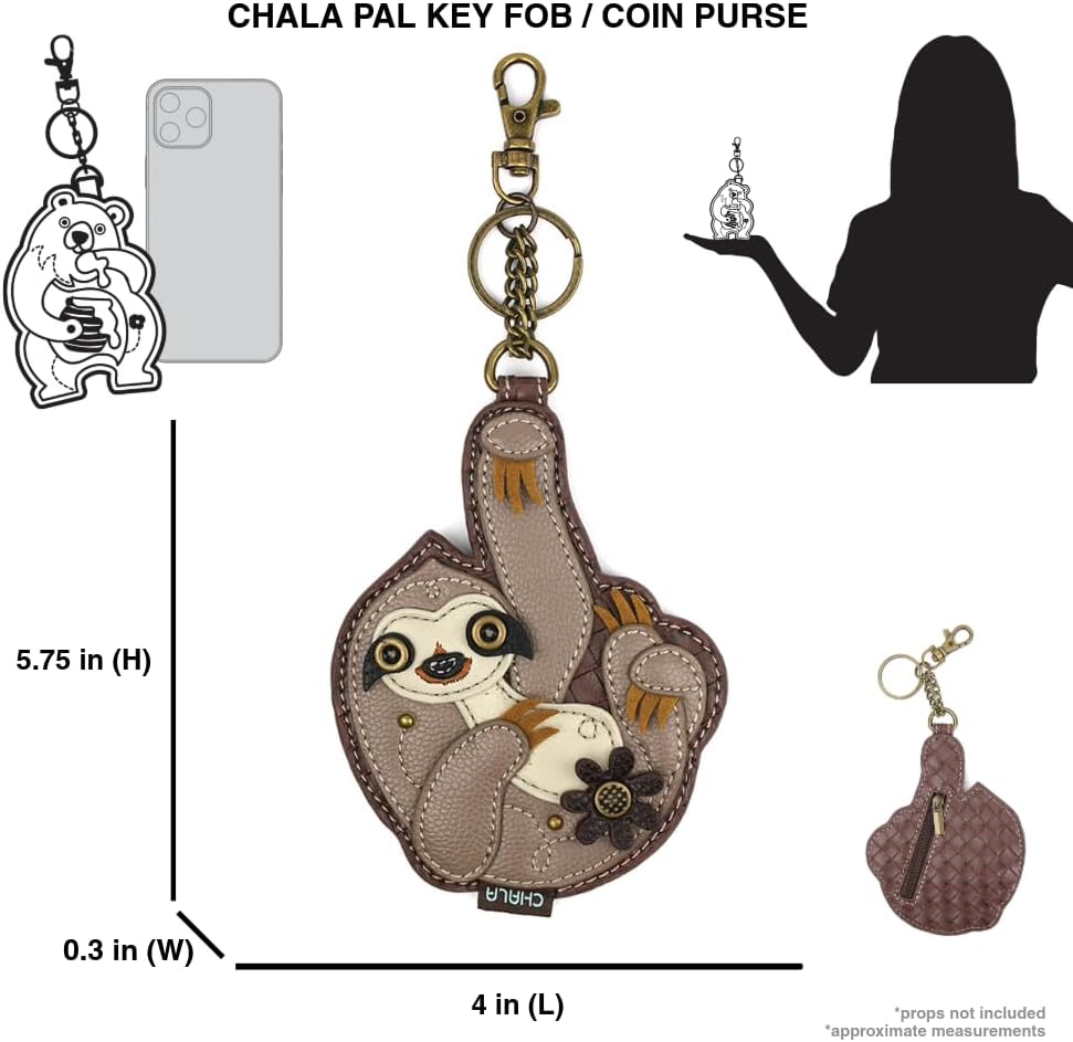CHALA Wilderness Collection Women's Decorative Key Fob/Coin Purse Accessory (Sloth) - Image 4