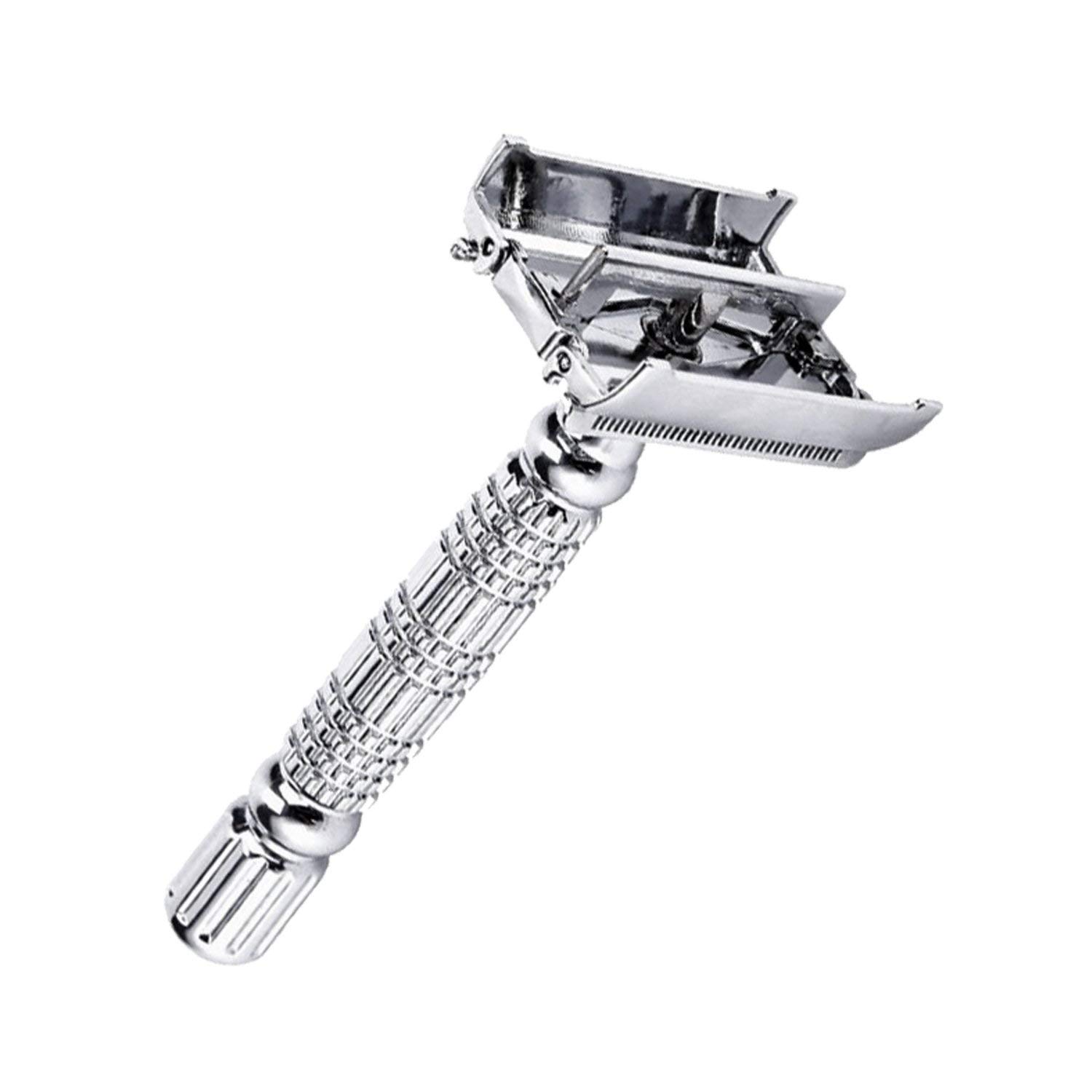 RAZILO Ultimate Butterfly Safety Razor - Heavy Duty Twist To Open Double Edge Safety Razor for Men; Shaving Kit with Mirrored Travel Case and