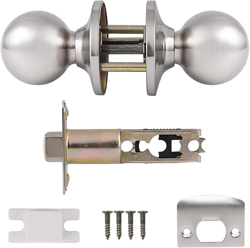 Miniatura 6 de Probrico Pomo de puerta de paso, pomos de puerta de armario de níquel cepillado, pomos de puerta interior sin bloqueo, manijas de puerta redondas