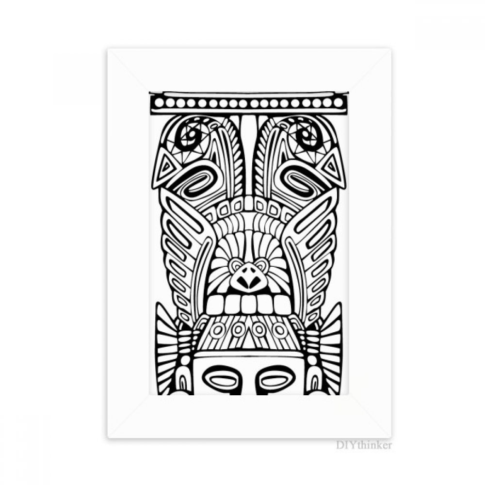Cadre photo visage de bureau peinture totem indien blanc art pour image 4x6 pouces