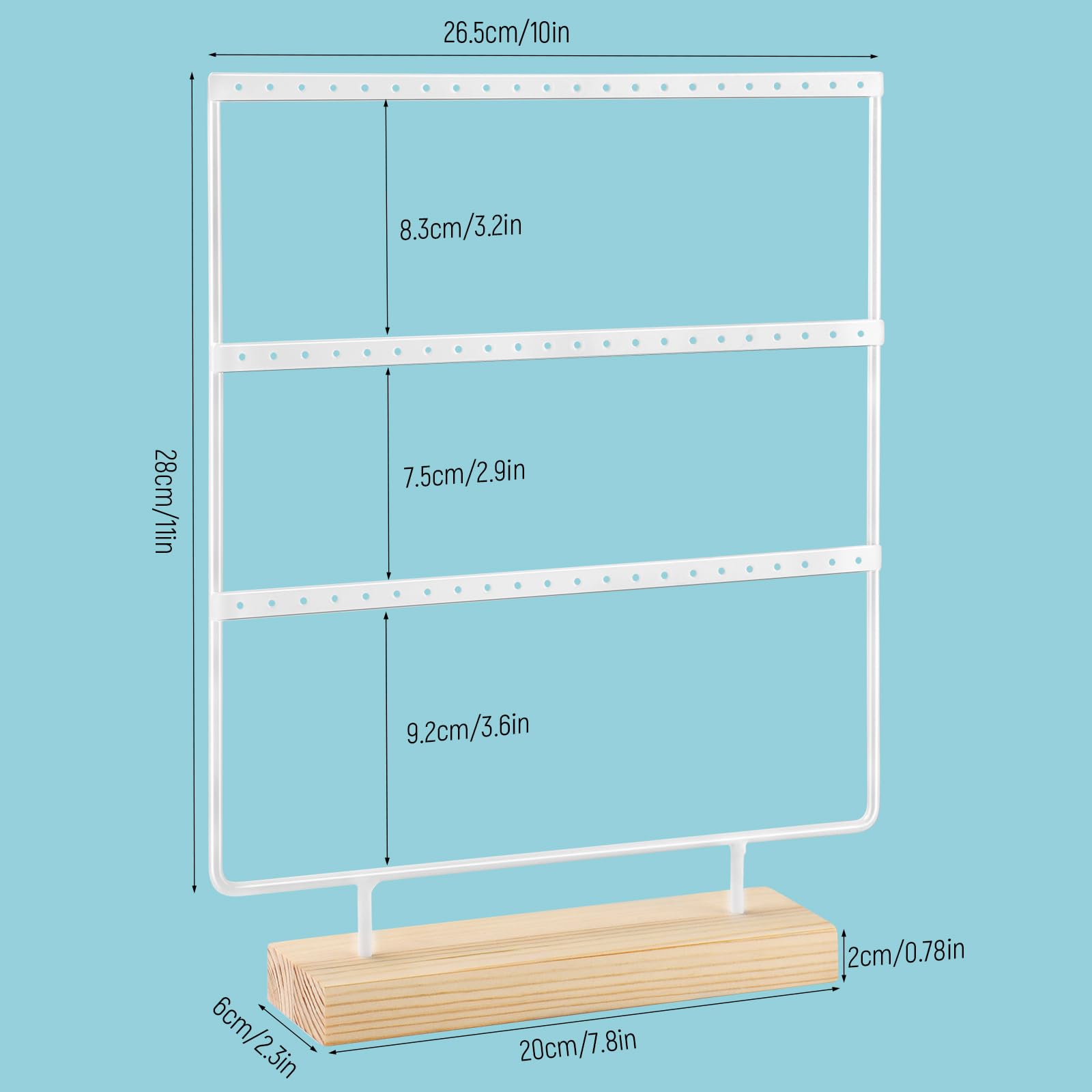 shidaishiye Earring Display for Vendors, Small Earring Holder Organizer Display Stand for Selling with 3 Tiers & 66 Holes