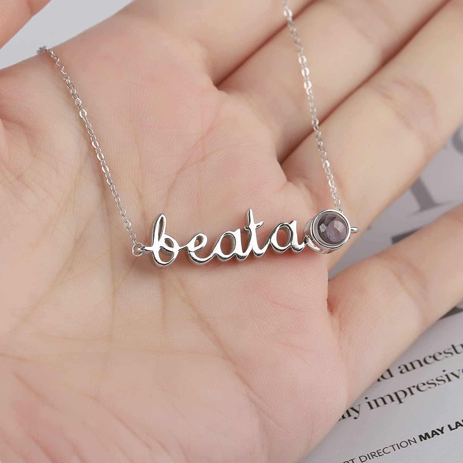 Custom Photo Projection Necklace with Picture Inside I Love You Necklace 100 Languages Personalized Heart Memorial Gift for Women