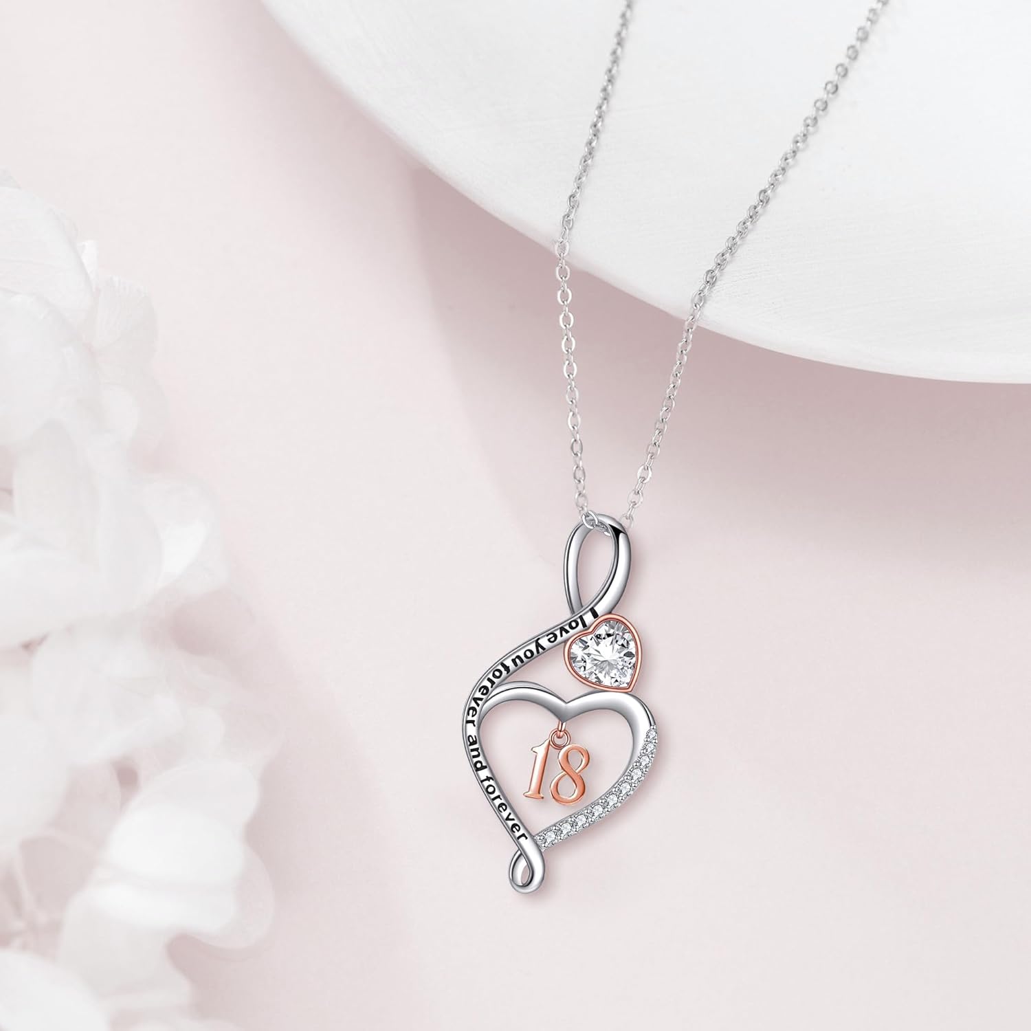 16 18 21 30 Heart Necklace 925 Sterling Silver Birthday Pendant Necklace Heart Jewelry for Women Gifts